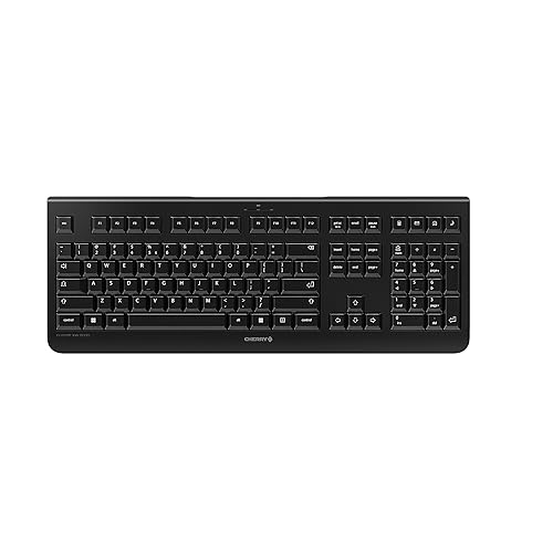 CHERRY KW 3000, Wireless Keyboard with Number Keypad, US International Layout (QWERTY), 2.4 GHz Radio Connection, Silent Keys, Flat Design, Battery Operated, Black US International Layout - QWERTY Blackone