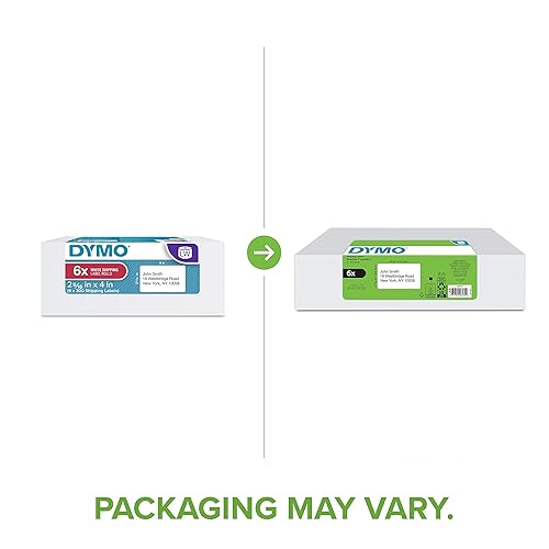 DYMO Authentic LabelWriter Standard Shipping Labels for LabelWriter Label Printers (30256), White, 2-5/16'' x 4'', 6 Rolls of 300