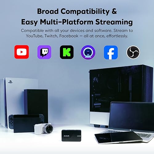 AVerMedia Capture Card for Streaming, 4K60 HDR Passthrough?, 1080p60 Video Recording, Ultra-Low Latency Game Streaming for Switch 2, Xbox, PS5, PC on Twitch, OBS, Win11, Mac - StreamLine MINI+ GC311G2