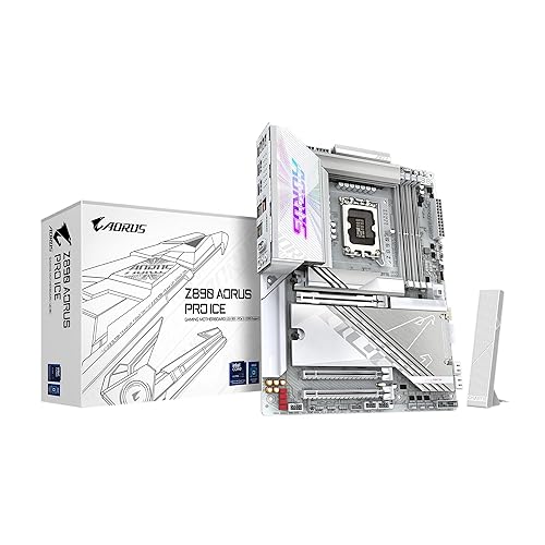 GIGABYTE Z890 AORUS PRO ICE Intel Core Ultra (Series 2) LGA 1851 Motherboard, ATX, DDR5, 5X M.2, PCIe 5.0, Thunderbolt 4, WIFI7, 5GbE LAN, EZ-Latch