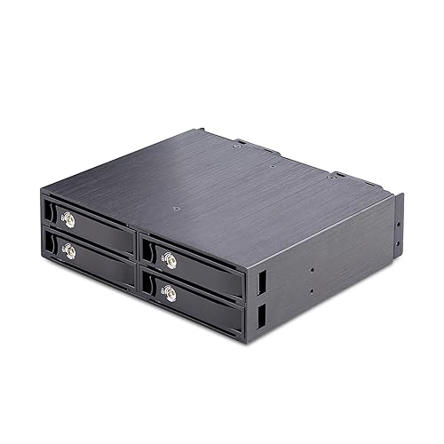StarTech.com 4-Bay Backplane for U.2 Drives, Fits in a 5.25inch Bay, Mobile Rack Enclosure for 2.5inch U.2 (SFF-8639) NVMe SSDs, Includes Mini-SAS HD Cables/Removeable Trays (4U2525-SAS-BACKPLANE)