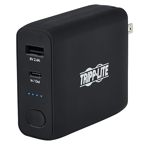 Tripp Lite Portable USB Mobile Power Bank Battery Wall Charger Combo 5K mAh (UPBW-05K0-1A1C)