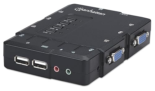 Manhattan 4-Port Compact KVM Switch USB Audio with Cables (151269)