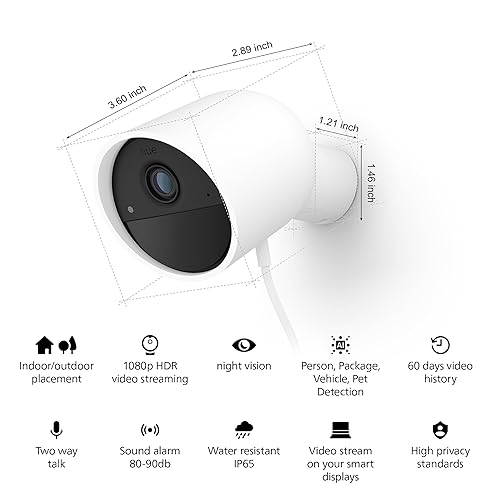 Philips Hue Secure Wired Smart Home Security Camera, White - 2 Pack - 1080P HD Video - Night Vision - Motion Detection - Two-Way Talk - Indoor/Outdoor - Weatherproof - Works with Hue App