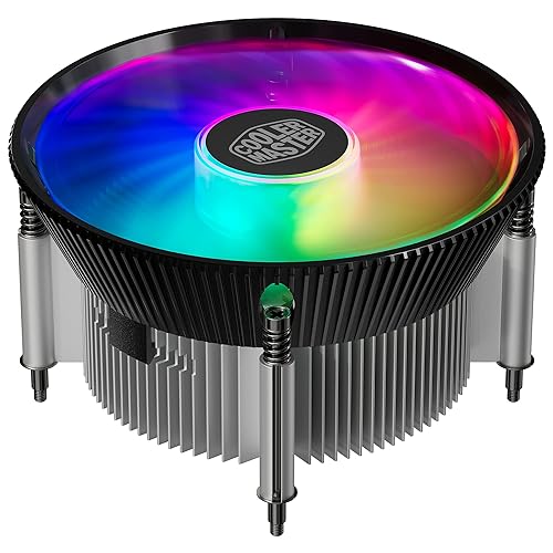 Cooler Master i70C LGA1700 ARGB Intel Low-Profile CPU Air Cooler, Anodized Black Aluminum Fins, Copper Insert Base, 95W TDP CPU Support, 120mm ARGB 3-Pin Fan for Intel LGA1700 For Desktop