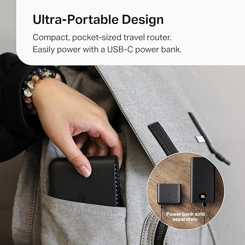 TP-Link Ultra-Portable Wi-Fi 6 AX1500 Travel Router (TL-WR1502X)- Easy Public WiFi Sharing, Hotel/RV/Travel Approved, Phone WiFi Tether, USB C Powered, Multi-Mode, Tether App, Durable Design AX1500 Wi-Fi 6 Travel Router