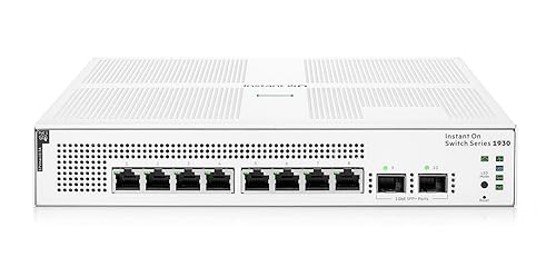 HPE Networking Instant On Switch Series 1930 8-Port Gb Smart-Managed Layer 2+ Ethernet Switch with PoE | 8X 1G | 2X SFP | 8X CL4 PoE 124W | US Cord (JL681A#ABA)