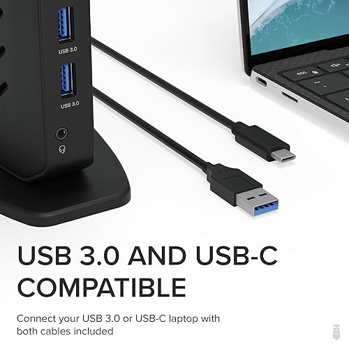 Plugable Dual DisplayPort & HDMI Docking Station - USB 3.0 & USB-C Laptop Dock for Dual Monitors, DisplayLink, Mac (Driver Required), ChromeOS & Windows, Gigabit Ethernet and Audio (UD-6950Z)