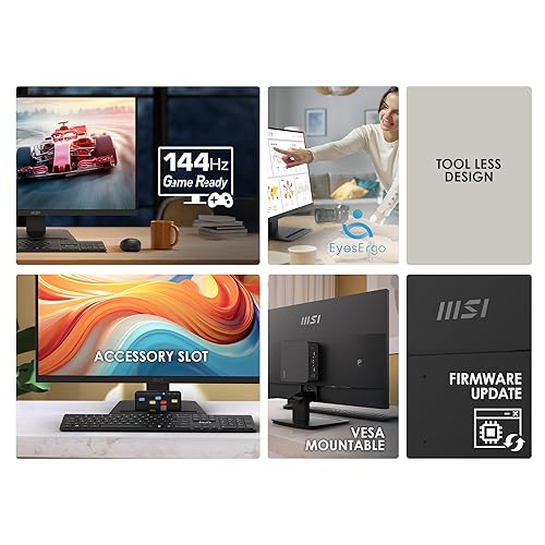 MSI PRO MP273L E14 27-inch IPS 1920 x 1080 (FHD) Gaming Office Monitor, 144Hz, Adaptive-Synch, HDR Ready, HDMI, VGA Port,VESA Mountable, Tilt, 4-Side Slim Bezel,1ms, Black