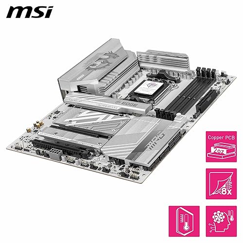MSI MPG B850 Edge TI WiFi Gaming Motherboard (AMD Ryzen 9000/8000/7000 Series Processors, AM5, DDR5, PCIe 4.0, M.2, SATA 6Gb/s, USB 3.2 Gen 2, HDMI/DP, Wi-Fi 6E, Bluetooth 5.3, 2.5Gbps LAN, ATX)