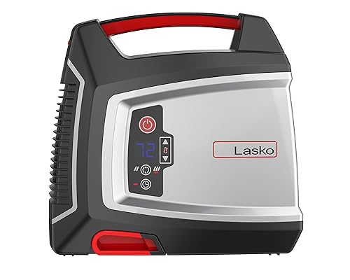 Lasko Elite Collection 1500-Watt Electric Ceramic Utility Space Heater with Timer for Garages, Basements, Workshops and More, CU12510, Silver/Black, Medium