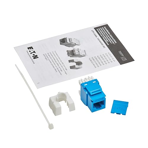 Eaton Tripp Lite Series Cat6 Keystone Jack with Type 4 PoE++ Compliance (4PPoE), 25 Pack, Blue, RJ45 Ethernet, Krone/110 Punchdown, TAA Compliant, Lifetime Manufactuer's Warranty (N238-025-BL-6A) 25 Pack Blue