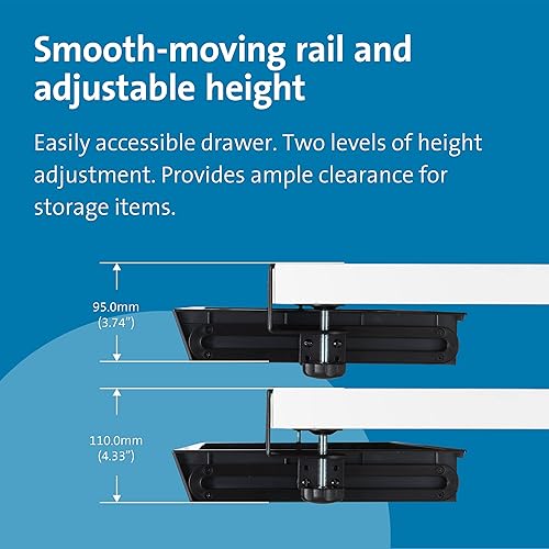 Kensington Clamp-On Storage Drawer, Under Desk Storage Drawer & Damage-Free Installation (K52175WW), Black