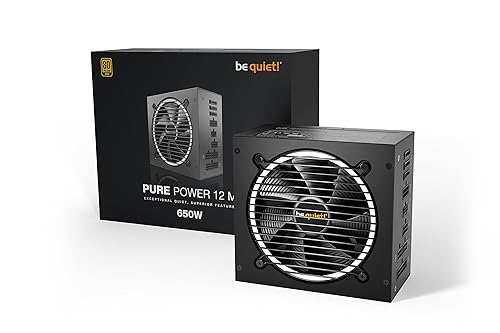 Pure Power 12 M 650W, ATX 3.0, 80 Plus® Gold, Modular Power Supply, for PCIe 5.0 GPUs and GPUs with 6+2 pin connectors, 12VHPWR Cable Included, Silent 120mm be quiet! Fan - BN503