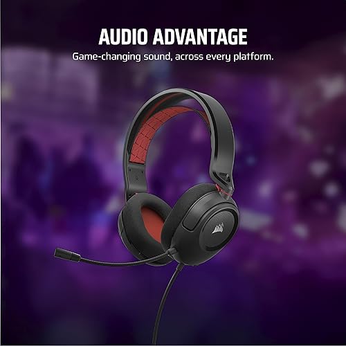 Corsair HS35 v2 Multiplatform Wired Gaming Headset – Flexible Omni-Directional Microphone – Universal 3.5mm Connection – PC, Mac, PS5, PS4, Xbox, Nintendo Switch, Mobile – Red v2 Stereo Red