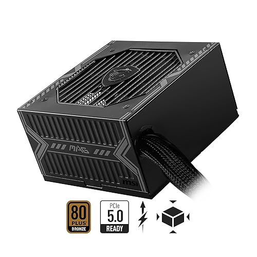 MSI MAG A650BN Gaming Power Supplyr - 80 Plus Bronze Certified 650W - Compact Size - ATX PSU MAG A650BN 80 Plus Bronze