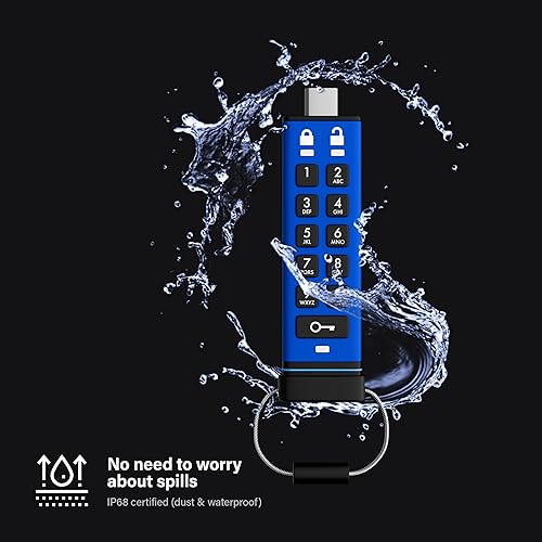 iStorage datAshur PRO+C 512GB | Secure USB Type-C Memory Stick | FIPS 140-3 Level 3 Pending | PIN Protected | Type C-A Adapter Included.