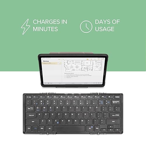 Plugable Foldable Bluetooth Keyboard for iPad, iPhones, Android, and Windows, Full-Size Multi-Device Keyboard, Wireless and Portable with Included Stand (11.5 inches) Upgraded Version of BT-KEY3