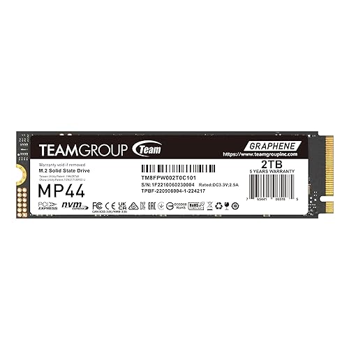TEAMGROUP MP44 2TB SLC Cache Gen 4x4 M.2 2280 PCIe 4.0 with NVMe Laptop & Desktop & NUC & NAS SSD (R/W Speed up to 7400/7000 MB/s) TM8FPW002T0C101 2TB Agile