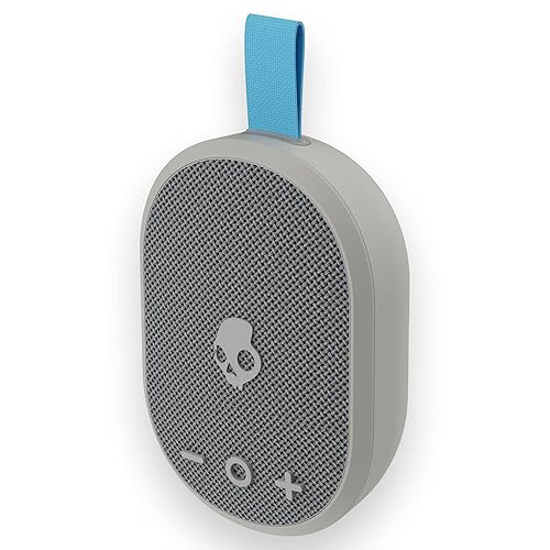 Skullcandy Ounce Wireless Bluetooth Speaker - IPX7 Waterproof Mini Portable Speaker with 16 Hour Battery, Downward Firing Passive Radiator, and Ballistic Nylon Carry Strap Grey