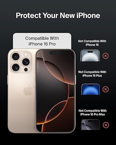 Belkin ScreenForce UltraGlass 2 Treated Screen Protector for iPhone 16 Pro - Scratch-Resistant, 9H Hardness Tested Glass w/Slim Design & Easy Align Tray for Bubble-Free Application