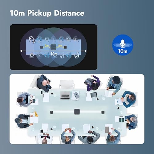 ROCWARE A10 Conference Speakerphone - USB Speakerphone with 360° Omnidirectional Microphone, AI Noise Cancellation, Compact Design for Office, Home, and Remote Meetings