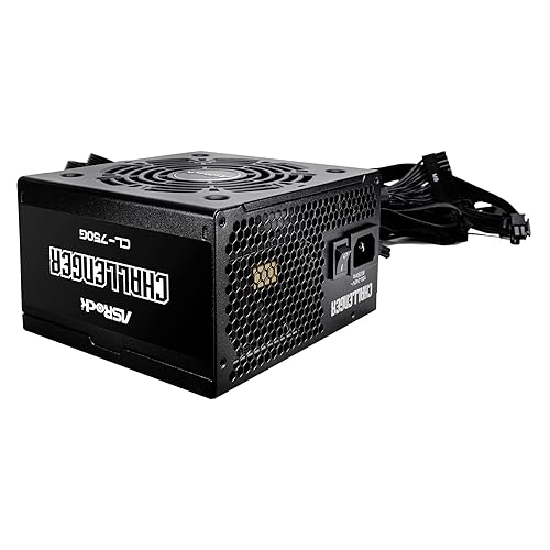 ASRock Challenger 750W Power Supply ATX 3.1 Auto iCOOL Intelligent Fan Control 120mm Golf Blade 5 Years Warranty CL-750G 80 Plus Gold Certified Non-Modular ATX3.1 PCIe5.1 12V-2x6 Cable Gold Challenger 750W
