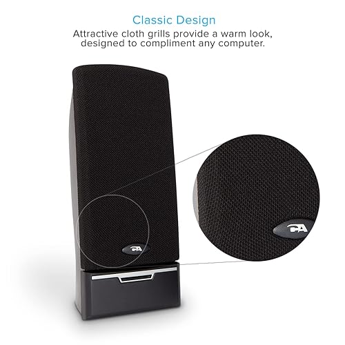 Cyber Acoustics USB 2.0 Speaker (CA-2014USB) - USB Powered 2.0 Desktop Computer Speakers, USB-C or USB-A Compatible