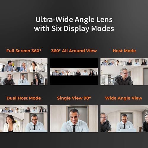 j5create 360 Degree All Around Meeting Webcam - 1080P HD Video Conference Camera with High Fidelity Microphone, USB-C | for Video Conferencing, Online Classes (JVCU360)