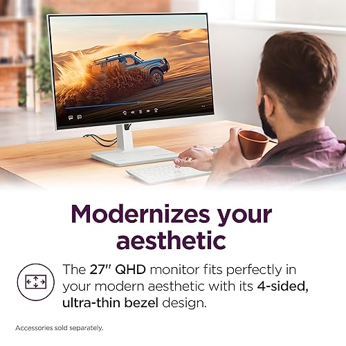 Lenovo L27h-4A Monitor, 23.8 QHD IPS Panel Display, 100Hz, HDR10, USB-C- Waves MaxxAudio®, 1ms MPRT, Cloud Grey NearEdgeless Design 27 QHD 100Hz USB-C