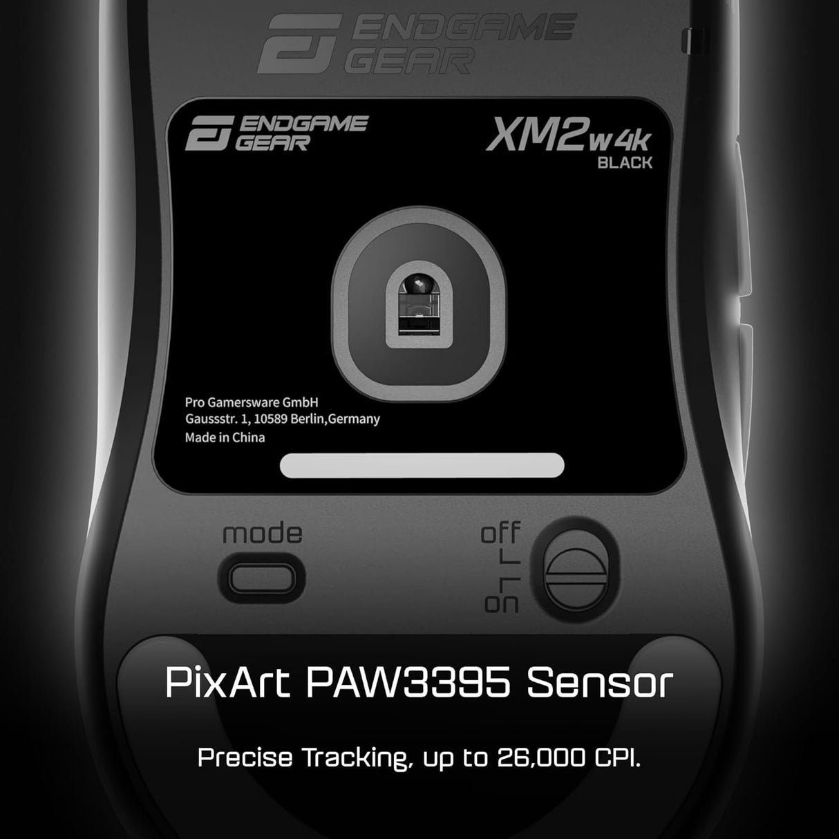 End Game Gear XM2w 4k Wireless Gaming Mouse - Lightweight 62g, Right-Handed, 2.4 GHz/USB-C, PixArt PAW3395 Optical Sensor, 26K DPI, 4K Dongle Included, White Frost EGG-XM2W-4K-BLK