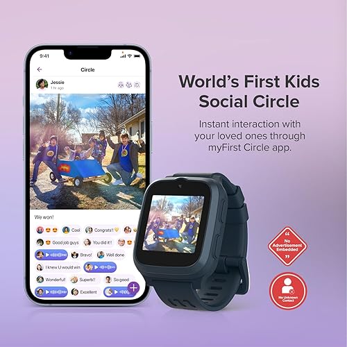 myFirst Fone S3+ (North America Version) Kids Smartwatch for Boys Girls with Unlimited Data eSIM, GPS Tracker, Video Voice Call, 2MP Camera (Space Blue)