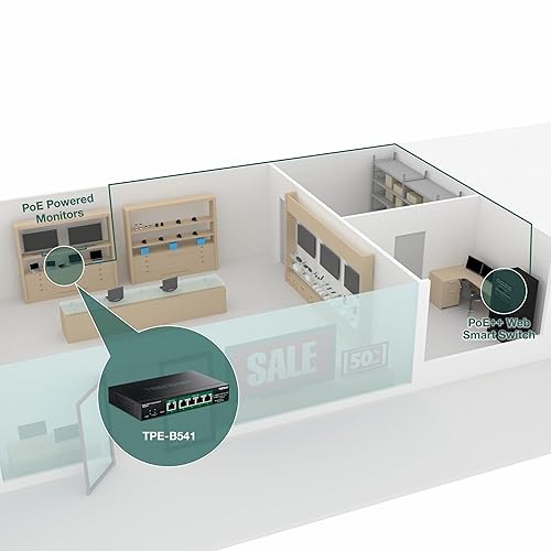 TRENDnet 5-Port Gigabit PoE++ Powered Managed Switch with PoE Passthrough, TPE-B541, 1 x Gigabit PoE++ Input, 4 x Gigabit PoE+ Output, 60W PoE Budget, NDAA TAA Compliant, Lifetime Protection