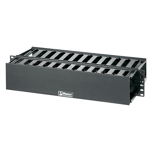 Panduit WMP1E Horizontal Cable Manager, Black, 2 RU, Black