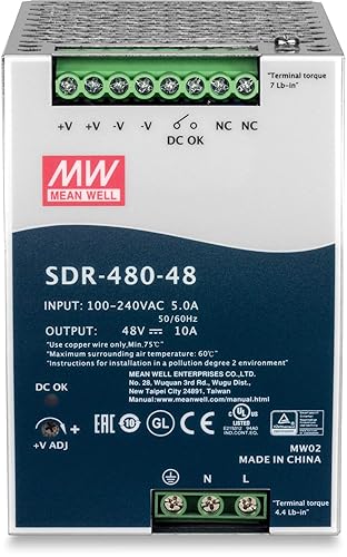 TRENDnet 480W, 48V DC, 10A AC to DC DIN-Rail Power Supply with PFC Function, TI-S48048