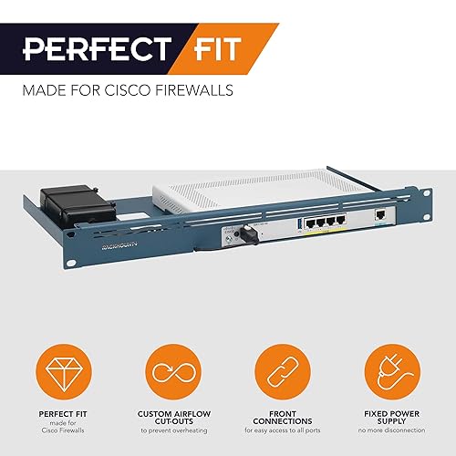 Rackmount.IT RM-CI-T11 Rack Mount Kit for Cisco ISR 1100, ISR 1100X, C926, and C927 Series – 1U, 19 Rackmount, Front-Facing Ports, Fixed Power Supply – Cisco Metallic Blue