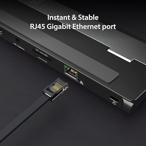 j5create USB-C Dual HDMI Docking Station (10-in-1), 4K + 1080p Dual HDMI Display, 5Gbps USB-A x3, SD Card Reader, PD 100W, RJ45 Ethernet, Combo Audio Jack, for MacBook and Windows Laptop (JCD542)