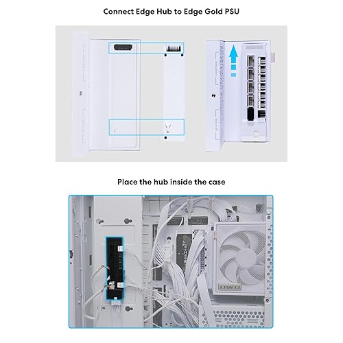 Lian Li Universal USB & PWM Fan Hub, Fan Controller with 4 USB Headers - 6 Fan Ports - Magnetic Mounting - 5V/4PIN - PSU/Motherboard Universal Case Compatibility - White (EG-HUB01B)
