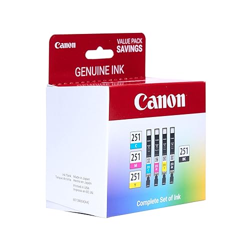 Canon CLI-251 BK/CMY 4 PK Value Pack Ink for Canon Inkjet Printers Canon CLI-251 4 Pack