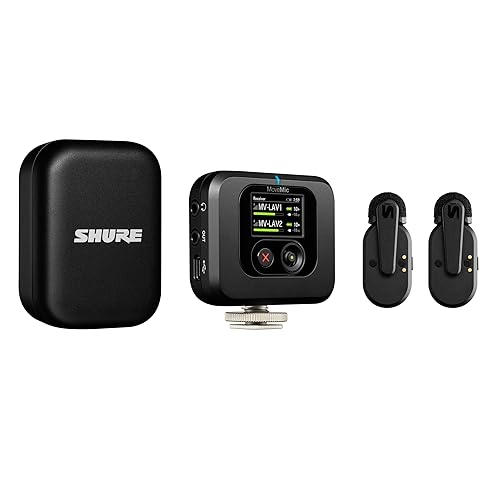 Shure MoveMic Two Kit - Pro Wireless Lavalier Microphones with Camera Receiver for DSLRs, iPhone, Android, Mac & PC, 2 Bluetooth Mini Mics, 24 Hours Charge, IPX4, Portable Clip Lavs (MV-Two-KIT-Z7) Two Channel Kit
