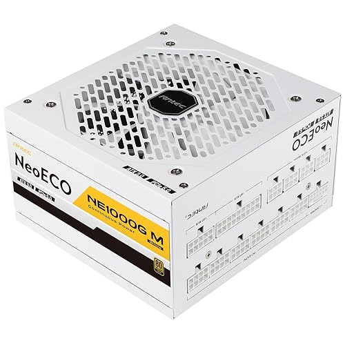 ANTEC NE1000G M White ATX3.0, 1000W Full Modular PSU, 80 Plus Gold, PCIE 5.0 Support, PhaseWave Design, Japanese Caps, Zero RPM Manager, Silent 120mm Fan, 10-Year Warranty