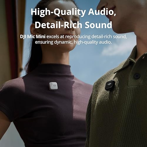 DJI Mic Mini Transmitter (Arctic White), Ultralight, Wireless Lavalier Microphone for DJI Osmo Mobile 7P/Osmo Pocket 3, Noise Cancelling, Wireless Microphone for Camera/iPhone/Android, Vlog, Streaming