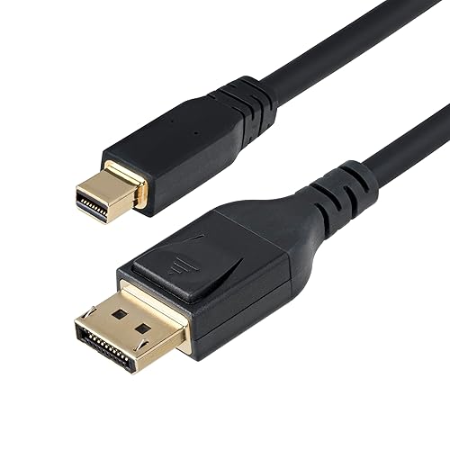StarTech.com 10ft (3m) Mini DisplayPort to DisplayPort 1.4 Cable, 8K 60Hz/4K 120Hz HBR3 HDR, Slim UHD mDP to DP 1.4 Cord