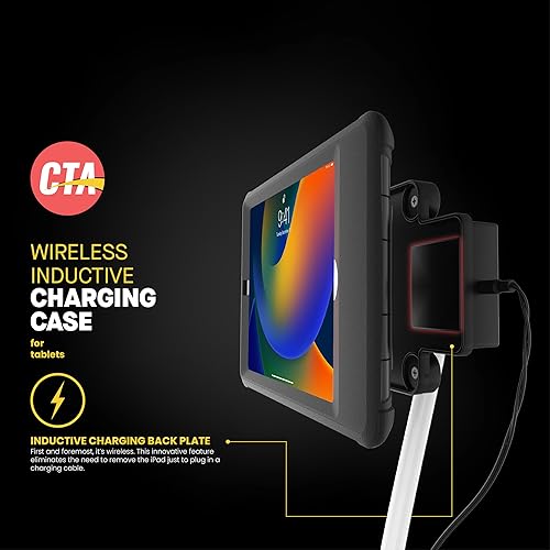 iPad Wireless Charging Case - CTA Wireless Magnetic Charging Case and Base with Splash-Proof, Impact-Resistant Thick Silicone Cover for iPad 10th Generation 10.9” (PAD-ICCB109)