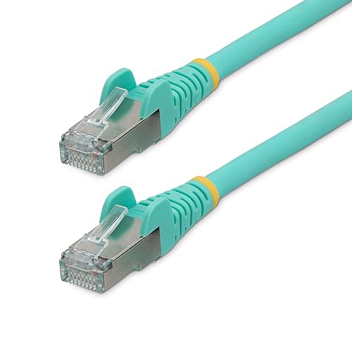 StarTech.com 6in CAT6a Ethernet Cable - Low Smoke Zero Halogen (LSZH) - 10 Gigabit 500MHz 100W PoE RJ45 S/FTP Aqua Network Patch Cord Snagless w/Strain Relief (NLAQ-6IN-CAT6A-PATCH)