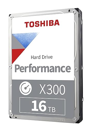 Toshiba X300 16TB Performance & Gaming 3.5-Inch Internal Hard Drive – CMR SATA 6 GB/s 7200 RPM 512 MB Cache - HDWR51GXZSTA