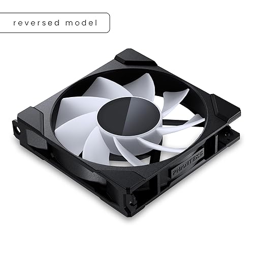 Phanteks M25-120 Gen2 Reversed Blade, 120mm ARGB High Performance Cooling Fans, Daisy-Chain Unified Fan Frame, Infinity Mirror hub, Single Cable Connection, Black