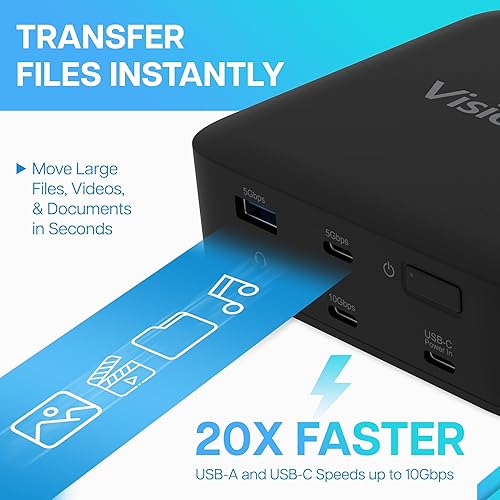 VisionTek VT1200DL Universal Dual 4K DisplayLink Docking Station – 2X HDMI, 2X DisplayPort, 100W Power Passthrough, USB-A, USB-C, Audio, Ethernet – Compatible with Windows, macOS, ChromeOS