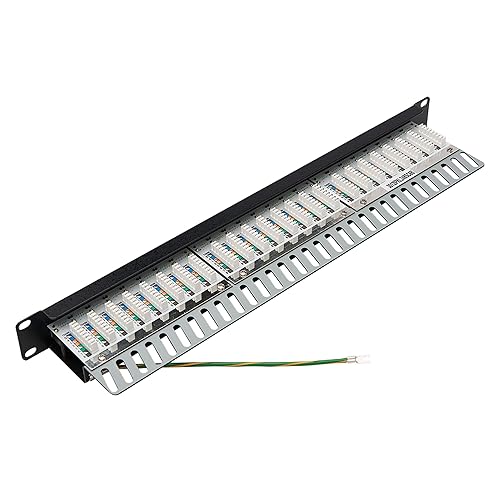 Tripp Lite RJ45 Patch Panel, Cat5e/Cat6 Patch Panel, 24 Port Patch Panel, Shielded, Krone IDC, 0.5U Rack Mount, 568B, TAA Compliant (N252-024-SH-K) 24 Port 568B