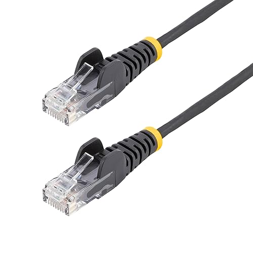 StarTech.com 2ft Black Slim CAT6 Ethernet Cable, Snagless RJ45, LSZH, 28AWG Pure Bare Copper, Slim Network Patch Cable/Cord